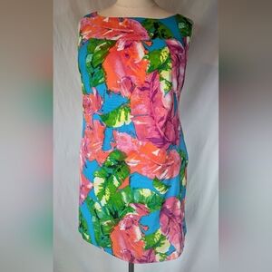 Kim Rogers Woman tropical hued bodycon dress